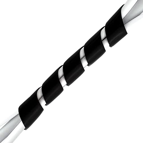 Kabelkanal - Schreibtisch & TV Kabel Organizer 10 m fur Kabelmanagement - Kabelschutz, Flexibler Spiral-Kabelschlauch mit 6mm - 60mm Durchmesser zur Kabelführung (Schwarz)