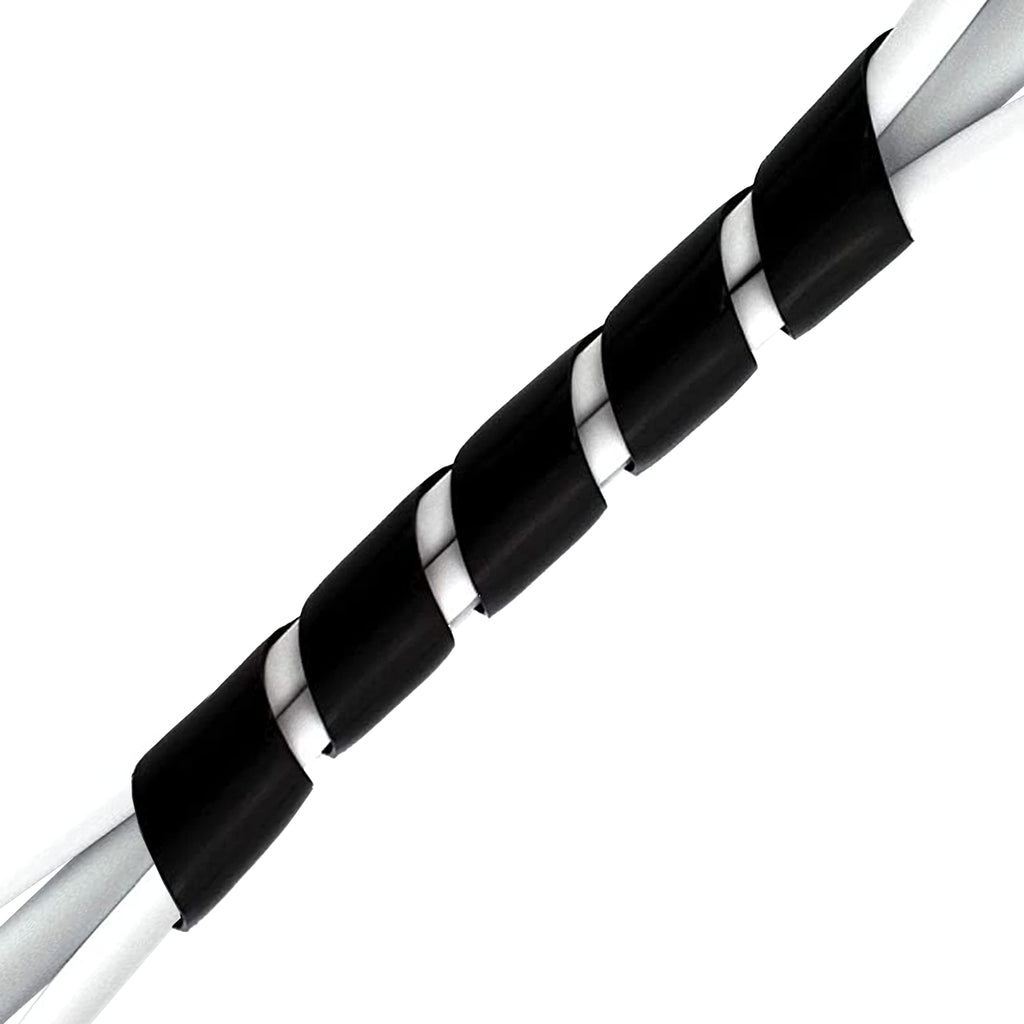 Kabelkanal - Schreibtisch & TV Kabel Organizer 10 m fur Kabelmanagement - Kabelschutz, Flexibler Spiral-Kabelschlauch mit 6mm - 60mm Durchmesser zur Kabelführung (Schwarz)