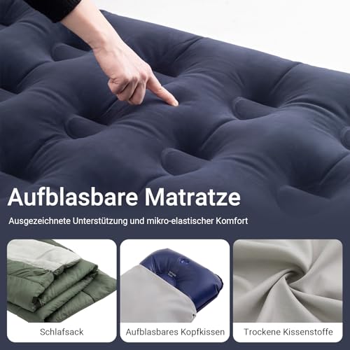 SoBuy Feldbett mit Zelt 7in1 Wurfzelt mit Luftpumpe, Rolltasche, Schlafsack, Wasserdichtes Campingbett Outdoor Campingliege Familienzelt Camping Tent