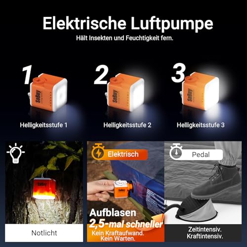 SoBuy Feldbett mit Zelt 7in1 Wurfzelt mit Luftpumpe, Rolltasche, Schlafsack, Wasserdichtes Campingbett Outdoor Campingliege Familienzelt Camping Tent