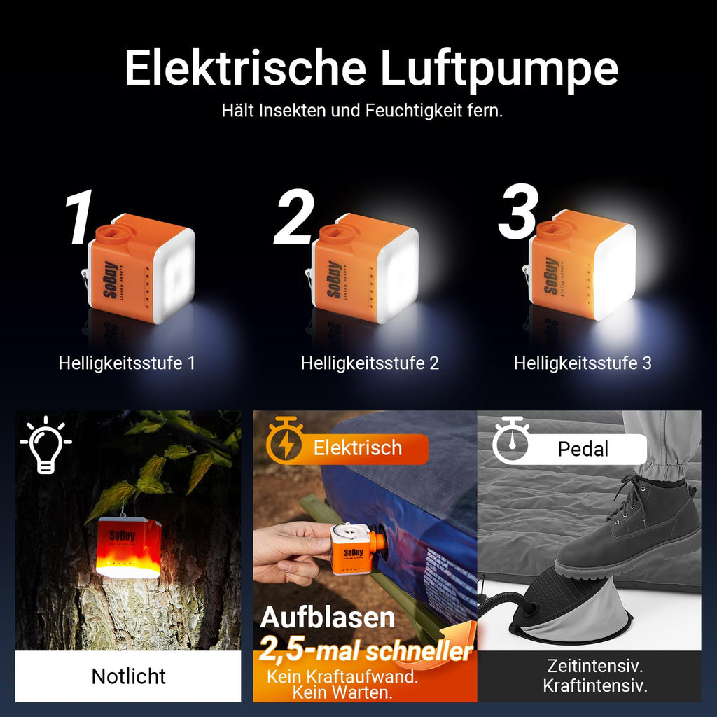 SoBuy Feldbett mit Zelt 7in1 Wurfzelt mit Luftpumpe, Rolltasche, Schlafsack, Wasserdichtes Campingbett Outdoor Campingliege Familienzelt Camping Tent