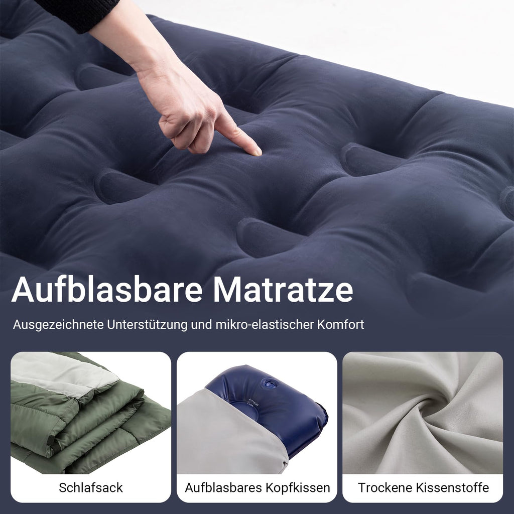 SoBuy Feldbett mit Zelt 7in1 Wurfzelt mit Luftpumpe, Rolltasche, Schlafsack, Wasserdichtes Campingbett Outdoor Campingliege Familienzelt Camping Tent