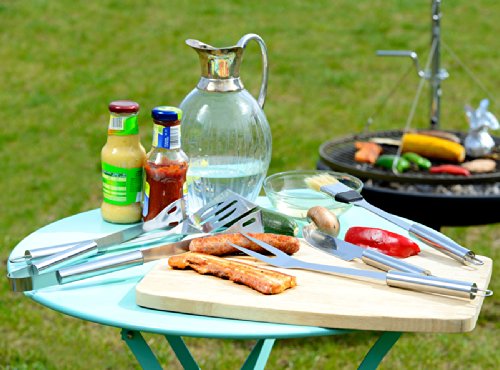 Rosenstein & Söhne Grillkoffer: Edelstahl-Grillbesteck im Aluminium-Koffer (Grillbesteckkoffer, Grillkoffer-Set, BBQ)