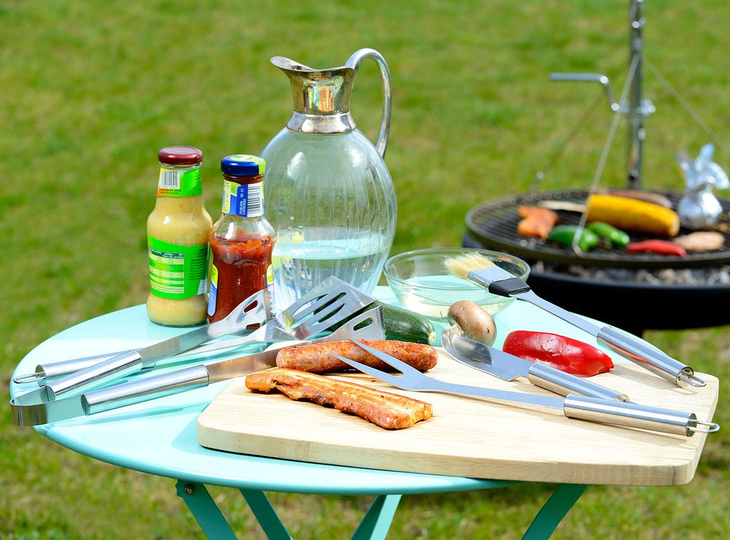 Rosenstein & Söhne Grillkoffer: Edelstahl-Grillbesteck im Aluminium-Koffer (Grillbesteckkoffer, Grillkoffer-Set, BBQ)