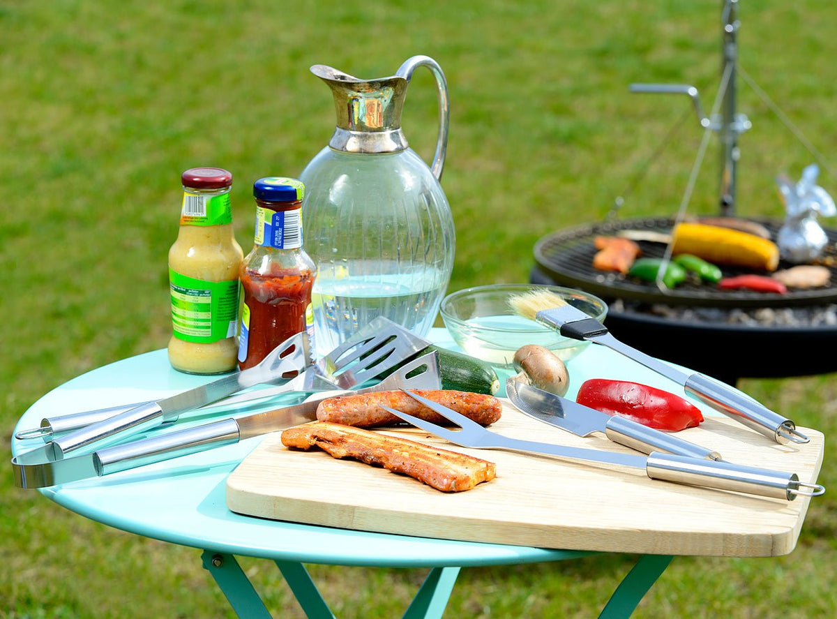 Rosenstein & Söhne Grillkoffer: Edelstahl-Grillbesteck im Aluminium-Koffer (Grillbesteckkoffer, Grillkoffer-Set, BBQ)