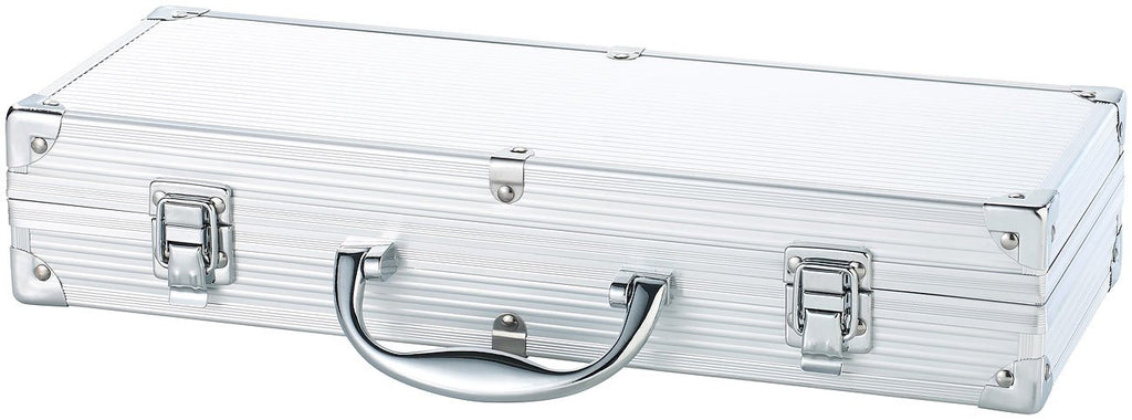 Rosenstein & Söhne Grillkoffer: Edelstahl-Grillbesteck im Aluminium-Koffer (Grillbesteckkoffer, Grillkoffer-Set, BBQ)