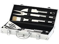 Rosenstein & Söhne Grillkoffer: Edelstahl-Grillbesteck im Aluminium-Koffer (Grillbesteckkoffer, Grillkoffer-Set, BBQ)