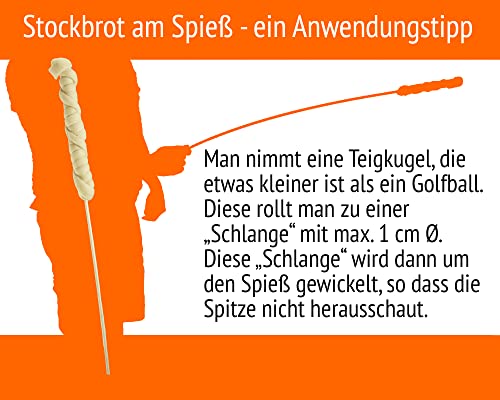 100 Stockbrot Spieße Stock extra 90 cm 6mm Ø Marshmallow Spiesse, Grillspieße, Stäbe, Lagerfeuer Spieße Stockbrot Stöcke aus Bambus Holz - kinderfreundlich + Rezeptheft