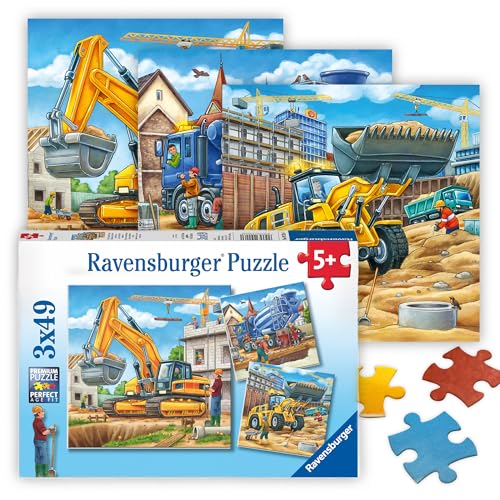Ravensburger Puzzle Große Baufahrzeuge - 3x49 Teile Puzzle ab 5 Jahre