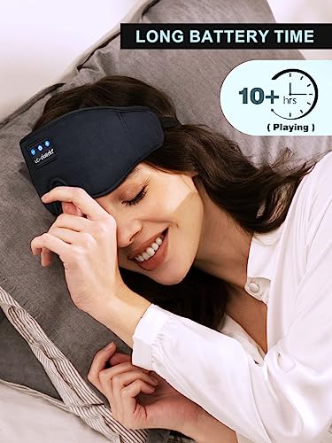 LC-dolida Schlafmaske mit Kopfhörer Bluetooth V5.4, 3D Schlafkopfhörer Atmungsaktive für Frauen Herren,Augenmaske Baumwolle Waschbar Schlafbrille mit Mikrofon für Reisen/Nickerchen/Yoga/Meditation