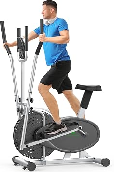 Cross Trainer für zu Hause Neezee Crosstrainer Pro 2-in-1 Ellipsentrainer mit magnetischem Widerstand, Sitz, intelligentem LCD-Display, einfacher Aufbewahrung, Transportrollen bis zu 120 kg