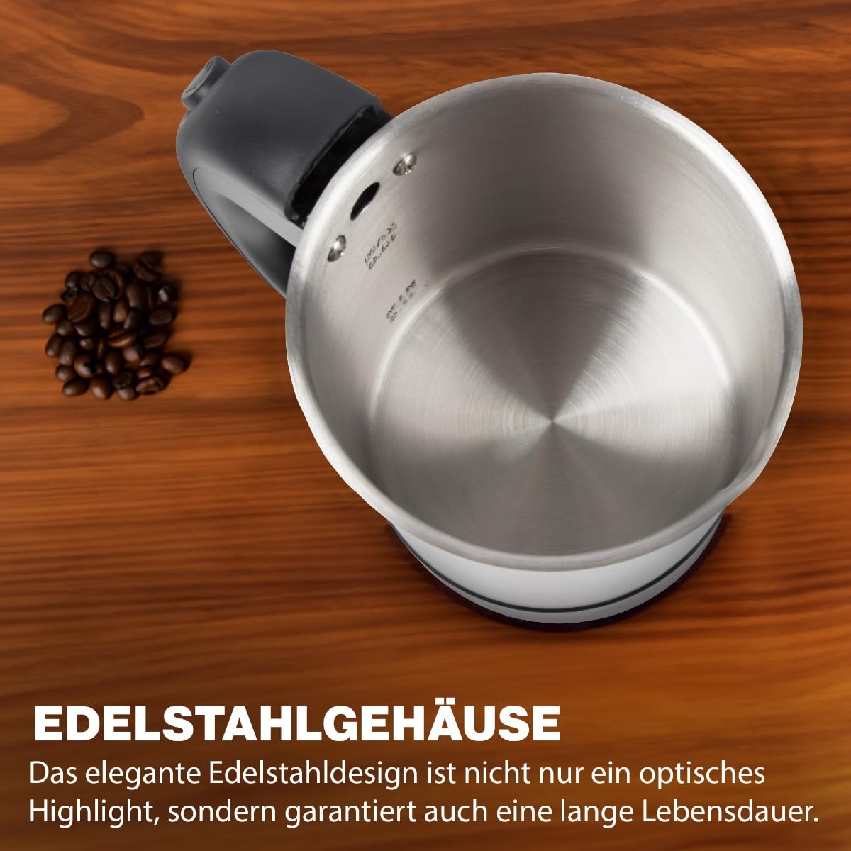 Clatronic® Wasserkocher klein 0,5 Liter | Reisewasserkocher inkl. 2 Tassen, Reisebeutel und Löffel | Edelstahlgehäuse | Mini Wasserkocher | 1000W | Camping Wasserkocher | WKR 3624