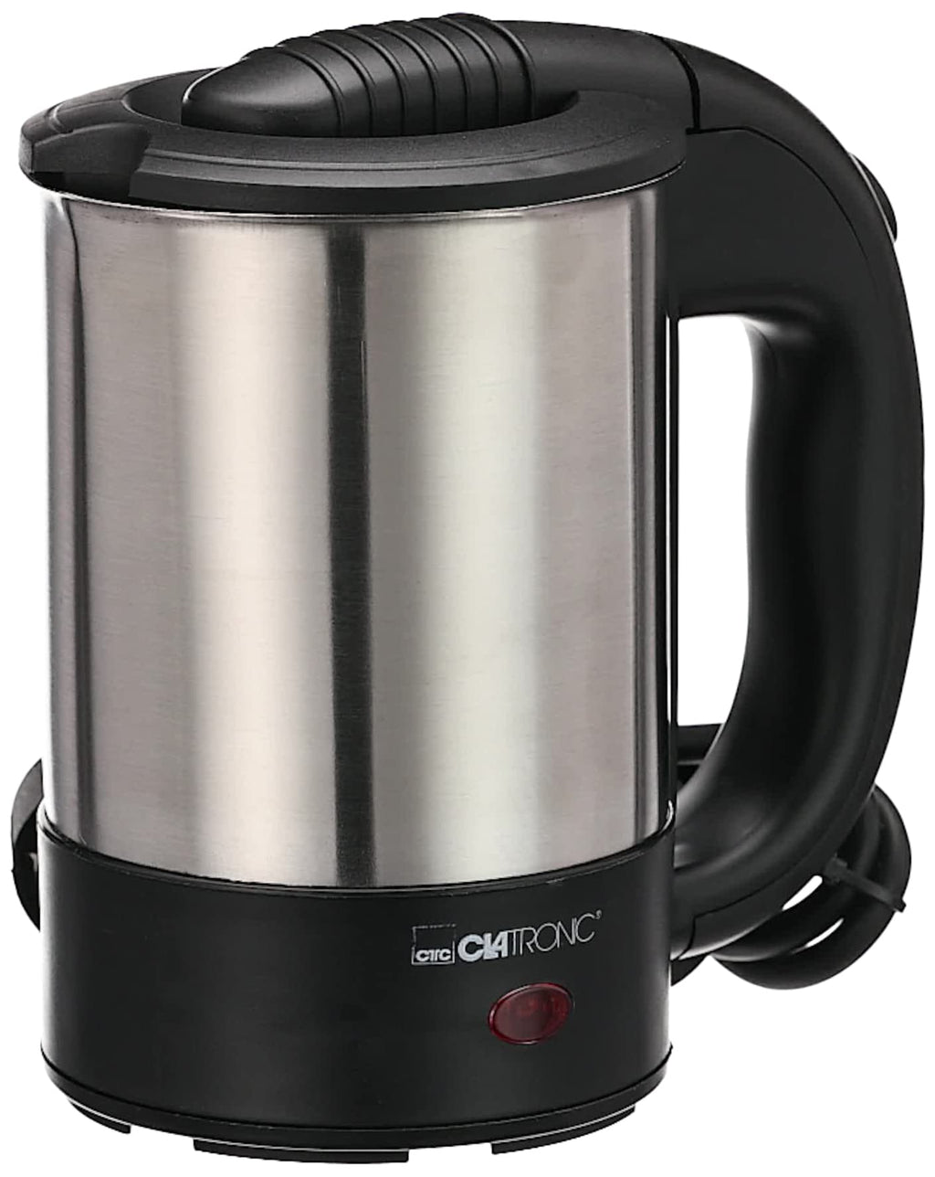 Clatronic® Wasserkocher klein 0,5 Liter | Reisewasserkocher inkl. 2 Tassen, Reisebeutel und Löffel | Edelstahlgehäuse | Mini Wasserkocher | 1000W | Camping Wasserkocher | WKR 3624