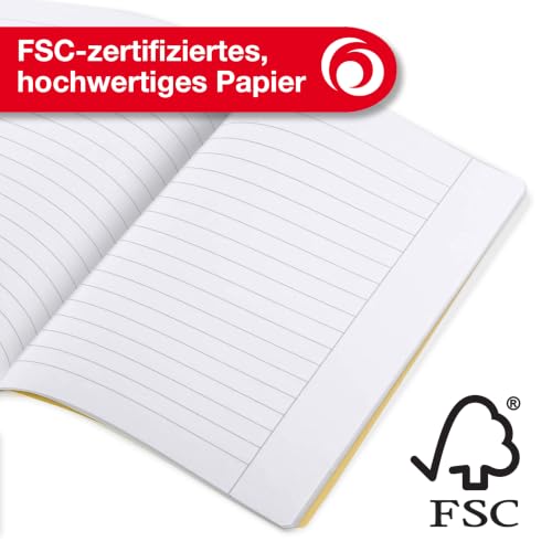 herlitz Schulheft x.book A5, Lineatur 9, 4. Klasse, liniert mit weißem Rand, 32 Blatt, 5 Stück