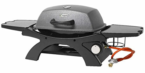 tepro Tischgasgrill Abington (klein), 1 Brenner mit max. 3,2 kW Leistung, Piezozündung, Thermometer, Maße ca. 102 x 46,2 x 38 cm, Anthrazit / Schwarz