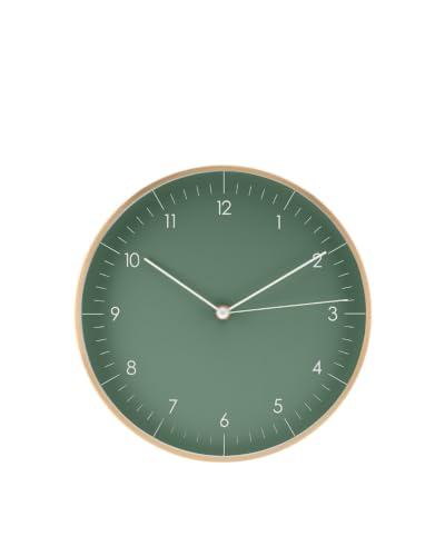 LUUK LIFESTYLE Moderne Quarz Wanduhr, Geräuschlos, 24,8cm, Dunkelgrün