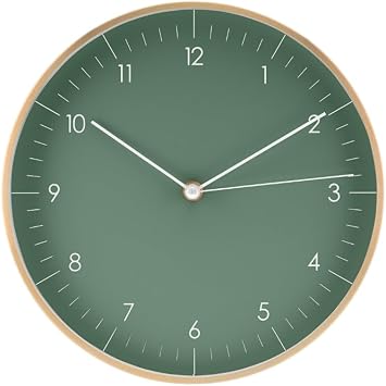 LUUK LIFESTYLE Moderne Quarz Wanduhr, Geräuschlos, 24,8cm, Dunkelgrün