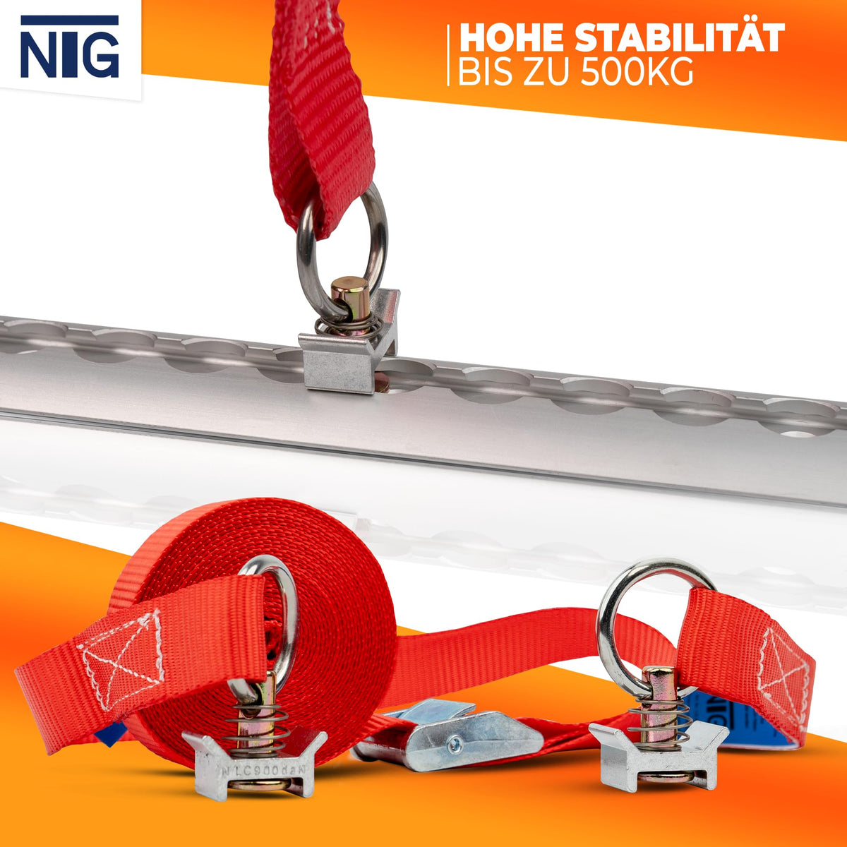 NTG Spanngurt Airlineschiene 5m 4 Stück - Klemmschloss, Aluminium Fitting