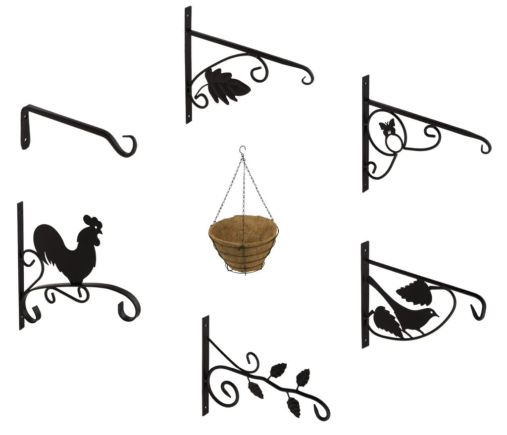 Gedotec Metall Pflanzen-Halterung | Balkon Deko BASIC aus Stahl | Blumenampel-Halter Schwarz Rustikal | Gartendeko für Hängeampeln | Pflanzen Aufbewahrung mit Schrauben