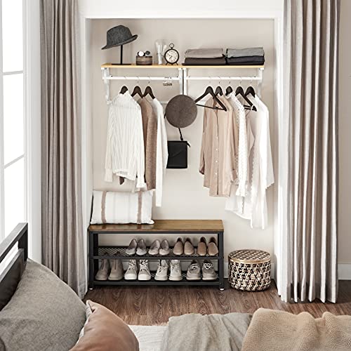 VASAGLE Wandgarderobe, Wandregal mit 5 Haken und Ablage, Hakenleiste