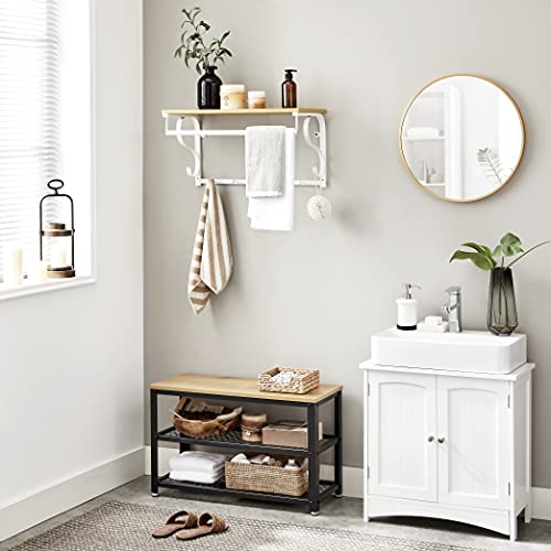 VASAGLE Wandgarderobe, Wandregal mit 5 Haken und Ablage, Hakenleiste