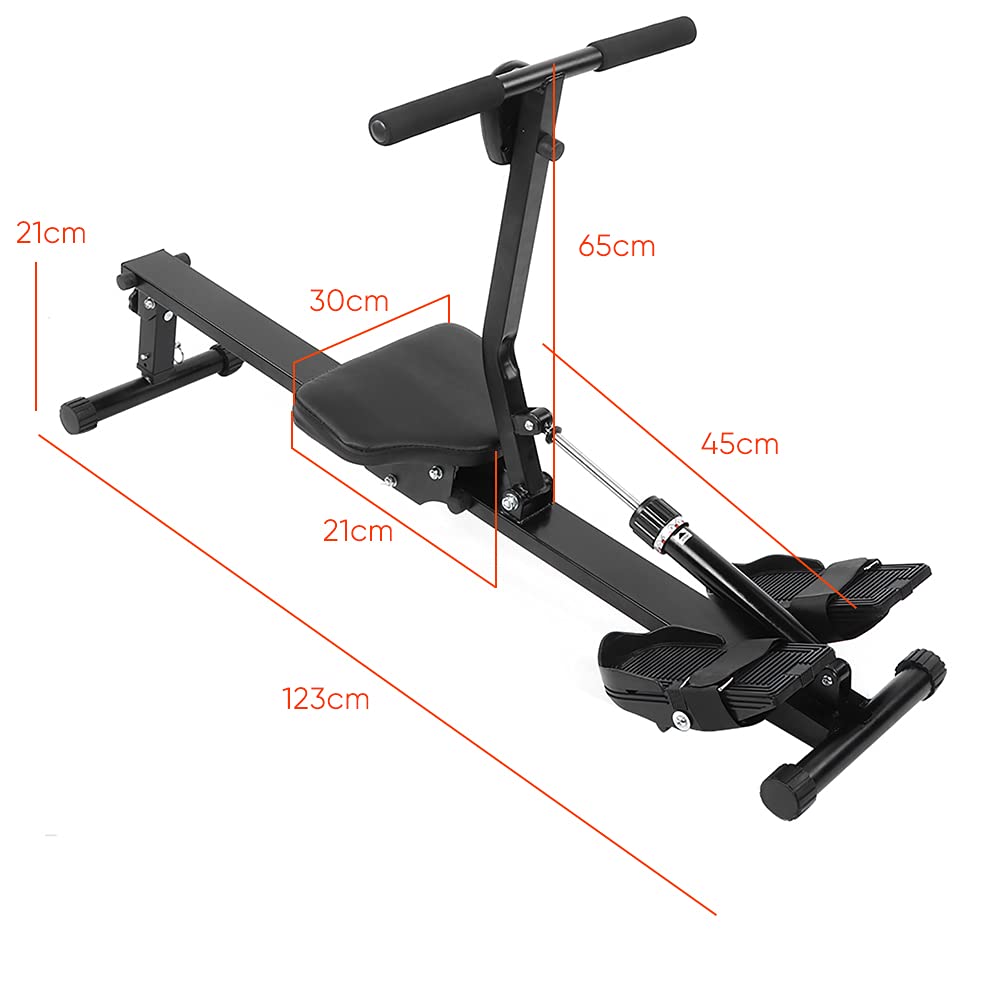 Dioche Rudergerät für Zuhause, zusammenklappbar, mit verstellbarem Pedalriemen, Piston-Widerstand, LCD-Display, Schwarz, bis zu 120 kg Tragfähigkeit