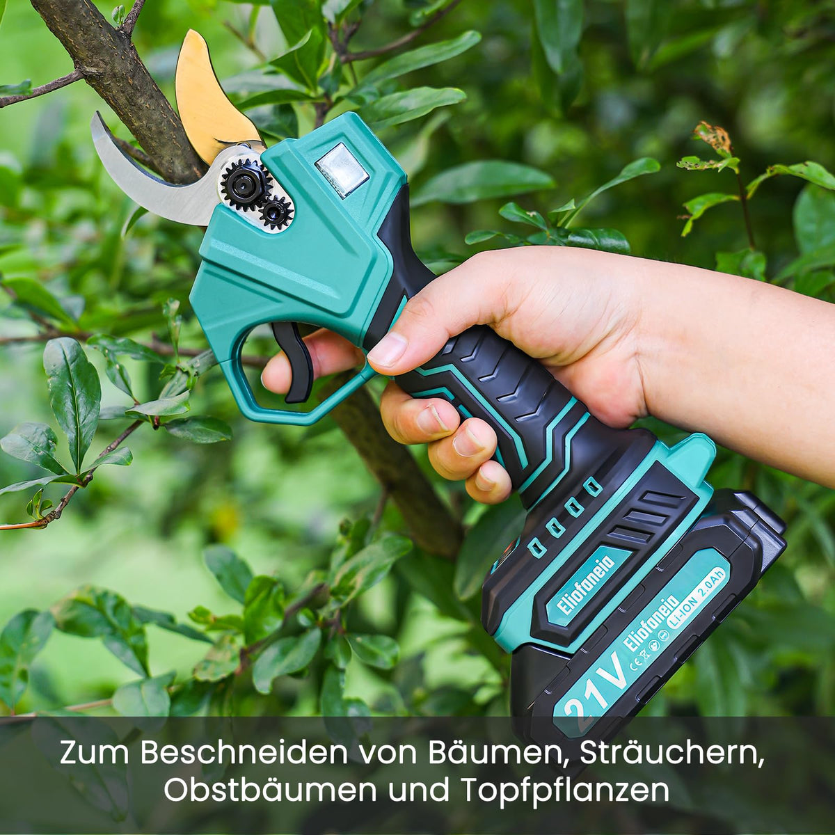 Akku Astschere Akku Baumschere,Max 30MM Schnittdurchmesser,Professionelle Elektrische Gartenschere mit Sicherheitsschalter 2x2000mAh 21V Batterien,LCD Anzeige,Ladegerät,für 6-8 Arbeitsstunden