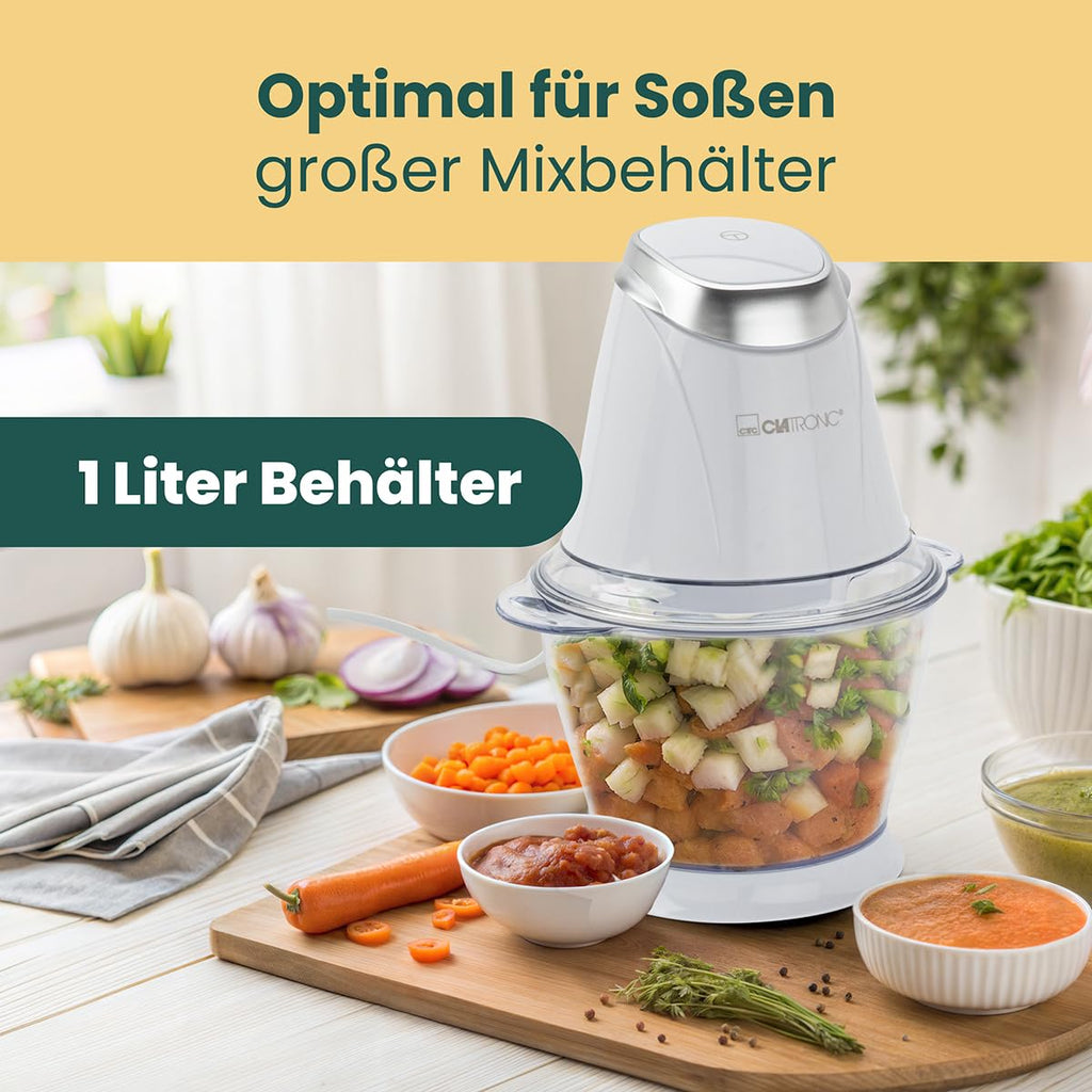 Clatronic Multizerkleinerer MZ 3579, 2 in 1 Multizerkleinerer und Ice Crusher in Einem, 250 Watt, weiß