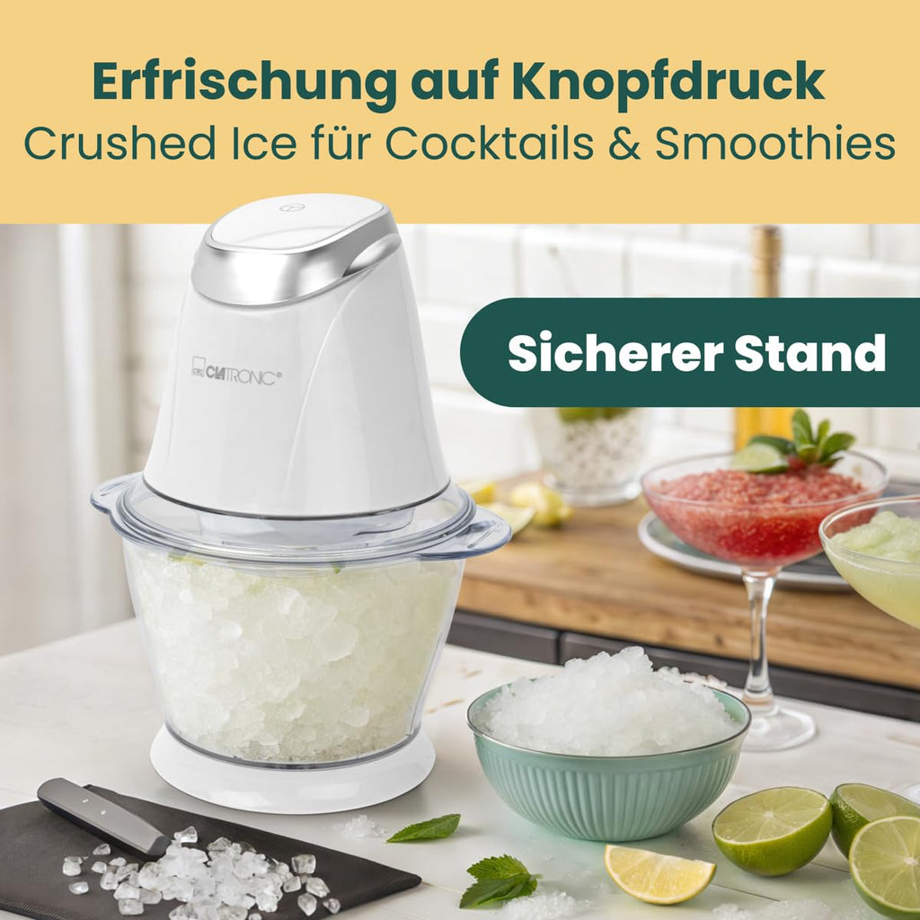 Clatronic Multizerkleinerer MZ 3579, 2 in 1 Multizerkleinerer und Ice Crusher in Einem, 250 Watt, weiß