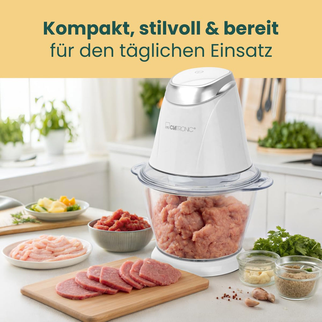 Clatronic Multizerkleinerer MZ 3579, 2 in 1 Multizerkleinerer und Ice Crusher in Einem, 250 Watt, weiß