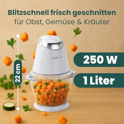 Clatronic Multizerkleinerer MZ 3579, 2 in 1 Multizerkleinerer und Ice Crusher in Einem, 250 Watt, weiß