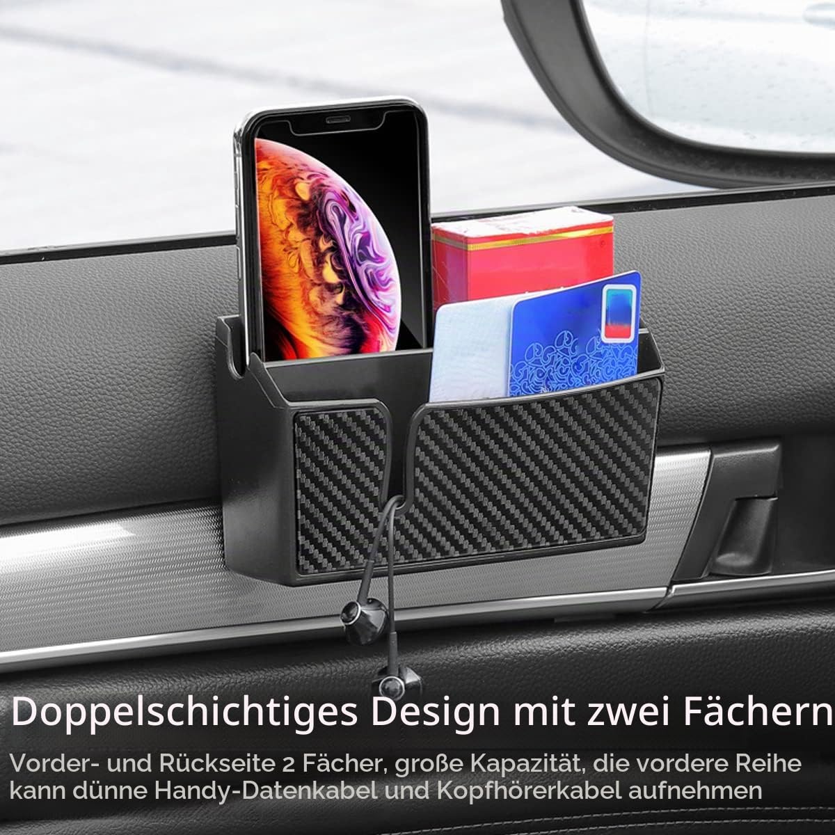 JNNJ Selbstklebende Aufbewahrungsbox für Auto, Universal-Organizer für Auto Organizer, multifunktionales Autozubehör, Auto aus PVC Organizer, geeignet für alle Autos (groß)