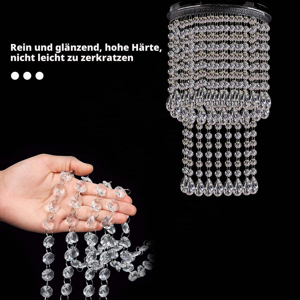 10 x 1m Perlenvorhang,Kristall Kette Türvorhang,Crystal Clear Acrylic Bead Garland Türvorhang hängende Partei Dekor Hochzeit DIY Dekor Anhänger Perlenvorhang