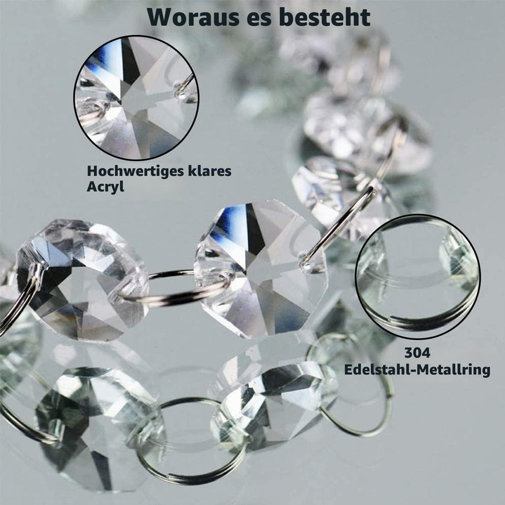 10 x 1m Perlenvorhang,Kristall Kette Türvorhang,Crystal Clear Acrylic Bead Garland Türvorhang hängende Partei Dekor Hochzeit DIY Dekor Anhänger Perlenvorhang