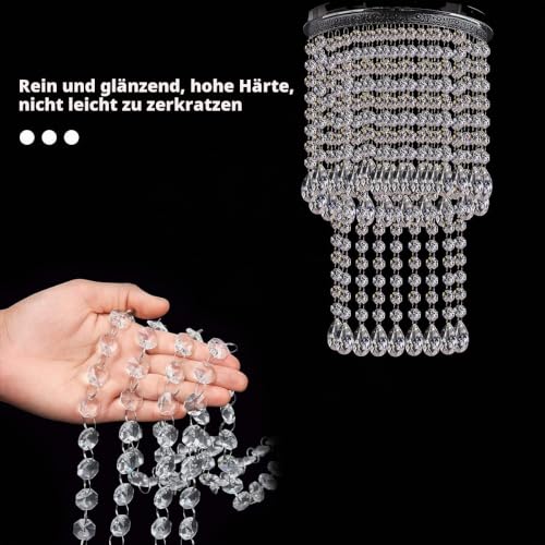 10 x 1m Perlenvorhang,Kristall Kette Türvorhang,Crystal Clear Acrylic Bead Garland Türvorhang hängende Partei Dekor Hochzeit DIY Dekor Anhänger Perlenvorhang