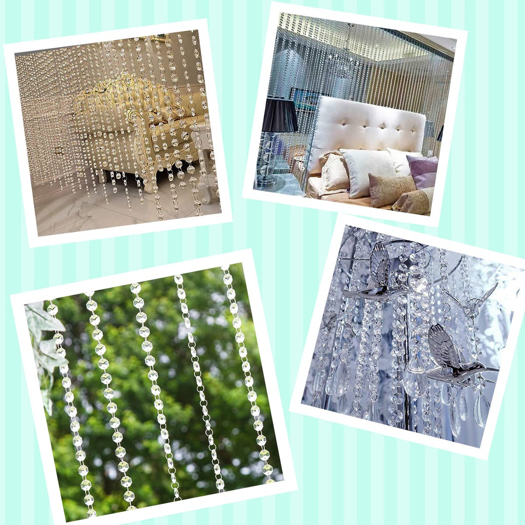 10 x 1m Perlenvorhang,Kristall Kette Türvorhang,Crystal Clear Acrylic Bead Garland Türvorhang hängende Partei Dekor Hochzeit DIY Dekor Anhänger Perlenvorhang