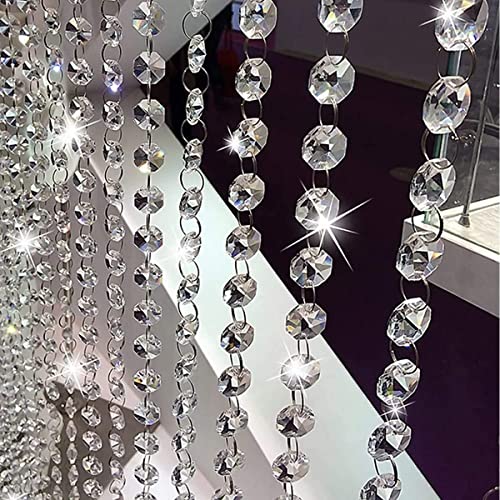 10 x 1m Perlenvorhang,Kristall Kette Türvorhang,Crystal Clear Acrylic Bead Garland Türvorhang hängende Partei Dekor Hochzeit DIY Dekor Anhänger Perlenvorhang