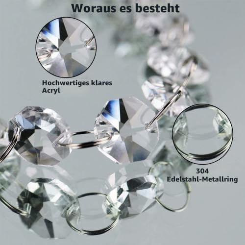 10 x 1m Perlenvorhang,Kristall Kette Türvorhang,Crystal Clear Acrylic Bead Garland Türvorhang hängende Partei Dekor Hochzeit DIY Dekor Anhänger Perlenvorhang