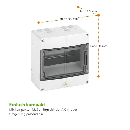 Spelsberg AK 09 Kleinverteiler, Sicherungskasten, Automatengehäuse, Aufputz, 1-reihig, 9 Teilungseinheiten, IP65, für Innenbereiche
