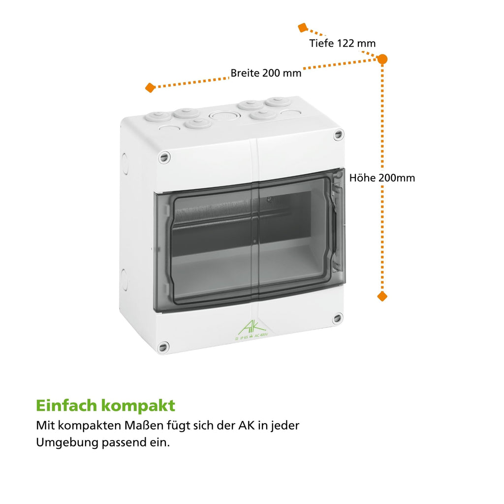 Spelsberg AK 09 Kleinverteiler, Sicherungskasten, Automatengehäuse, Aufputz, 1-reihig, 9 Teilungseinheiten, IP65, für Innenbereiche