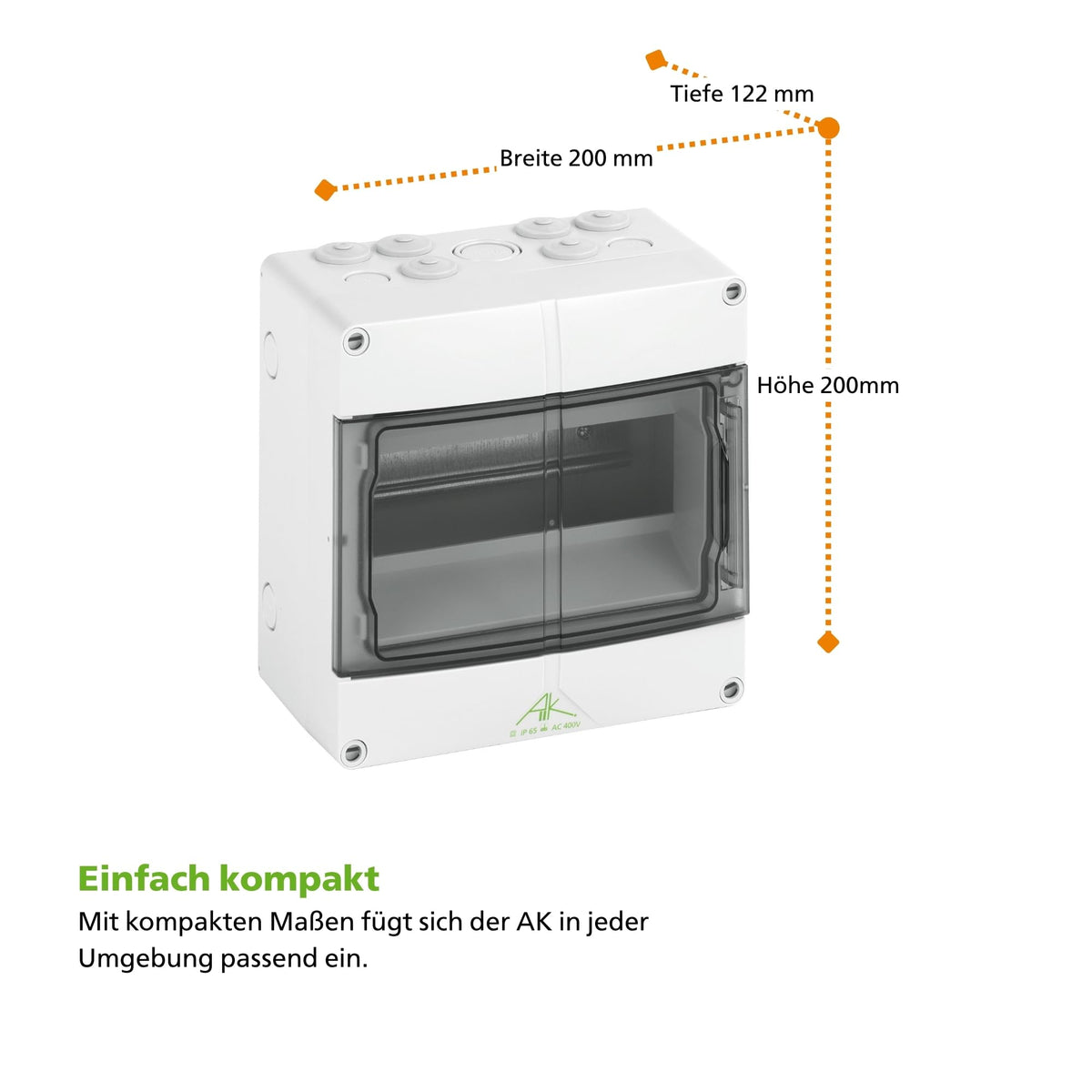 Spelsberg AK 09 Kleinverteiler, Sicherungskasten, Automatengehäuse, Aufputz, 1-reihig, 9 Teilungseinheiten, IP65, für Innenbereiche