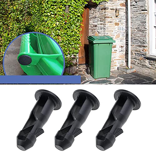 3 Paar Scharnierstifte für Mülltonnendeckel, 65mm x 18mm, schwarzer Kunststoff, passend für 240L Mülltonnen im Freien