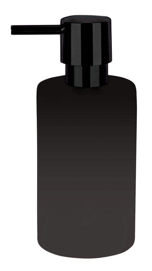 Spirella Seifenspender Tube | mit Edelstahlpumpe | Flüssigseifen-Spender | Porzellan | 300ml | Langliebig und Robust | matt schwarz, Keramik, Noir Mat