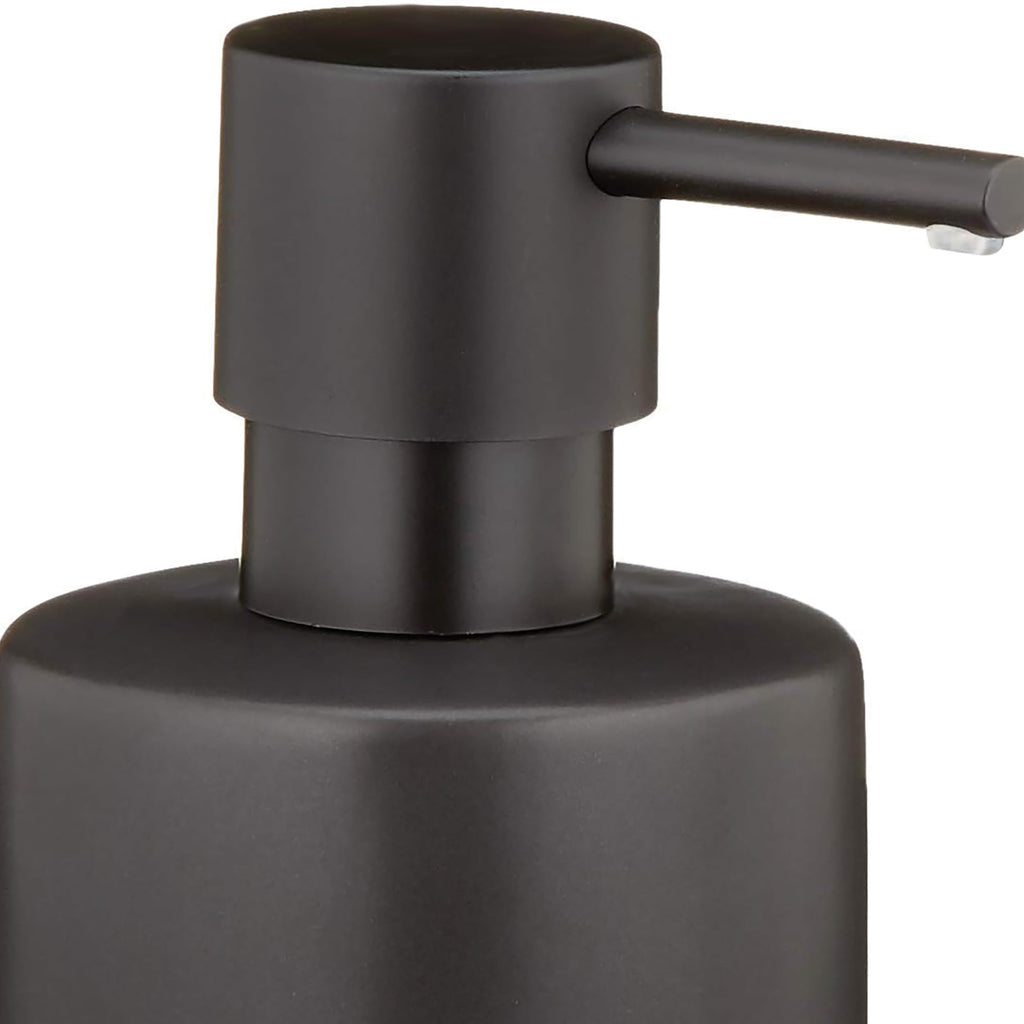 Spirella Seifenspender Tube | mit Edelstahlpumpe | Flüssigseifen-Spender | Porzellan | 300ml | Langliebig und Robust | matt schwarz, Keramik, Noir Mat