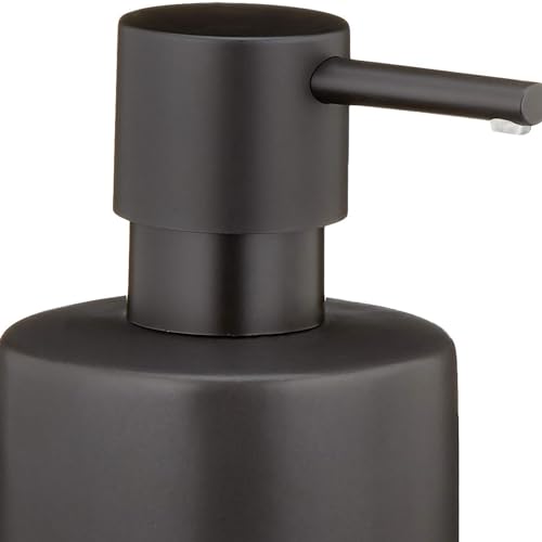 Spirella Seifenspender Tube | mit Edelstahlpumpe | Flüssigseifen-Spender | Porzellan | 300ml | Langliebig und Robust | matt schwarz, Keramik, Noir Mat