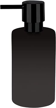 Spirella Seifenspender Tube | mit Edelstahlpumpe | Flüssigseifen-Spender | Porzellan | 300ml | Langliebig und Robust | matt schwarz, Keramik, Noir Mat