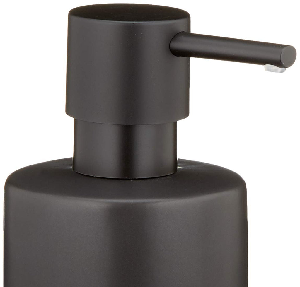 Spirella Seifenspender Tube | mit Edelstahlpumpe | Flüssigseifen-Spender | Porzellan | 300ml | Langliebig und Robust | matt schwarz, Keramik, Noir Mat