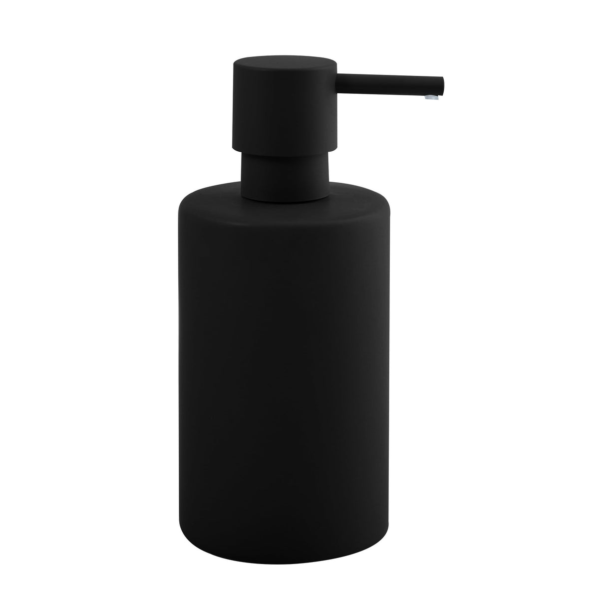 Spirella Seifenspender Tube | mit Edelstahlpumpe | Flüssigseifen-Spender | Porzellan | 300ml | Langliebig und Robust | matt schwarz, Keramik, Noir Mat