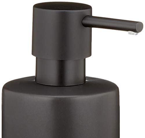 Spirella Seifenspender Tube | mit Edelstahlpumpe | Flüssigseifen-Spender | Porzellan | 300ml | Langliebig und Robust | matt schwarz, Keramik, Noir Mat