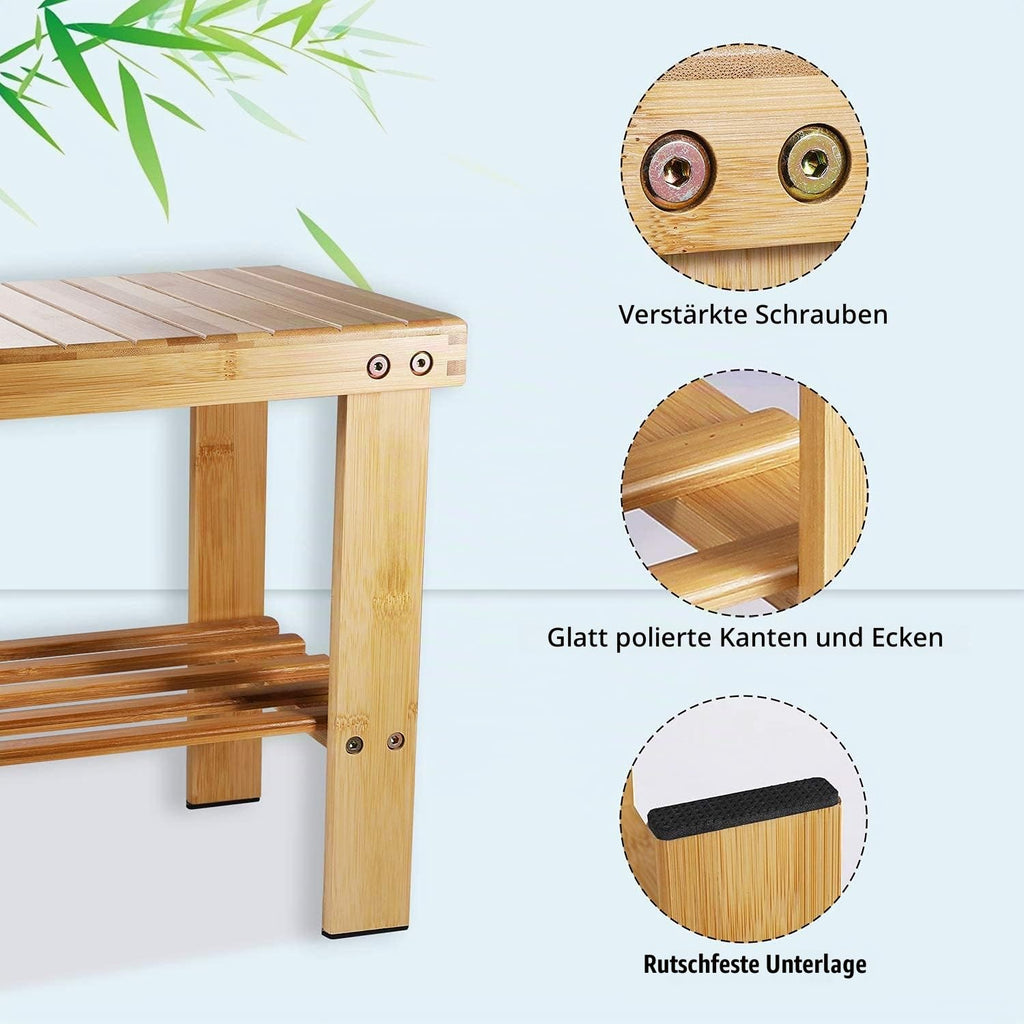 Yoassi Vintage Bambushocker Fusshocker Schemel - L x B x H 39 x 25 x 34cm Robuster Rutschfester Sitzhocker, Beistelltisch, Blumenhocker, Kinderstuhl, Tritthocker L